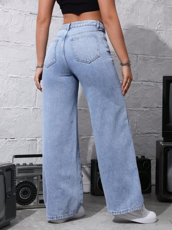 HM Light-Blue High-Waisted Loose Jeans - Image 4