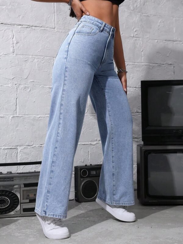 HM Light-Blue High-Waisted Loose Jeans - Image 3