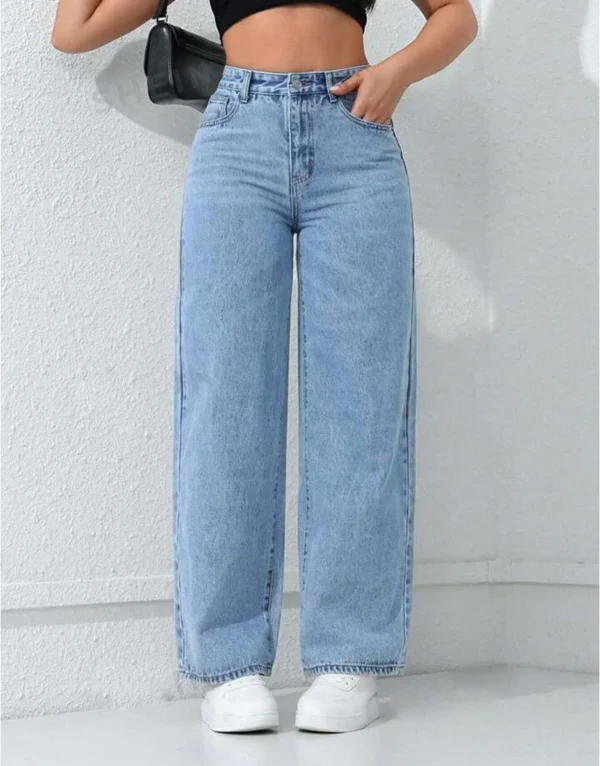 HM Light-Blue High-Waisted Loose Jeans - Image 3