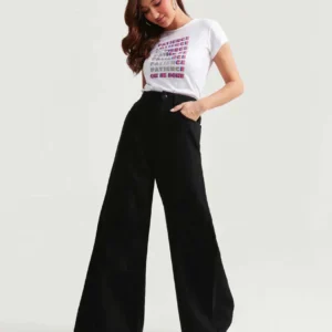 HM Faded Black High-Waist Wide-Leg Jeans