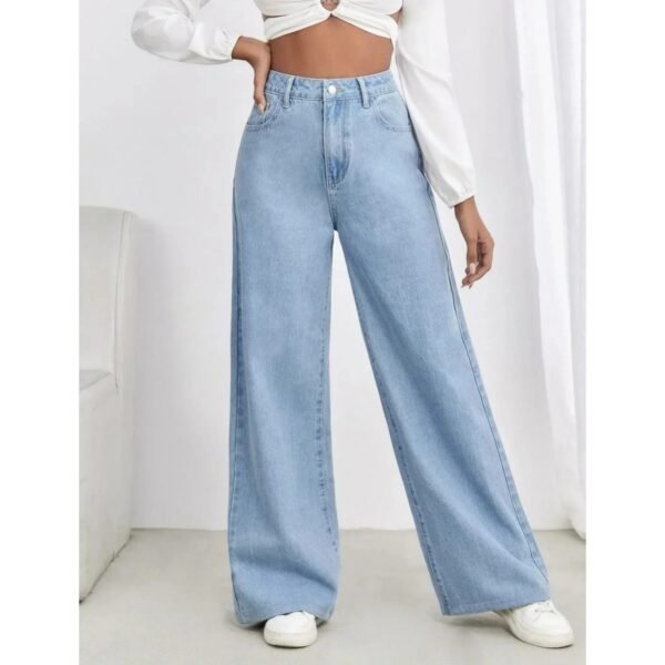 HM High-Waisted Light Blue Wide-Leg Jeans