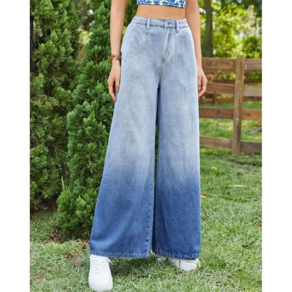 HM Blue Two-Tone Wide-Leg Jeans