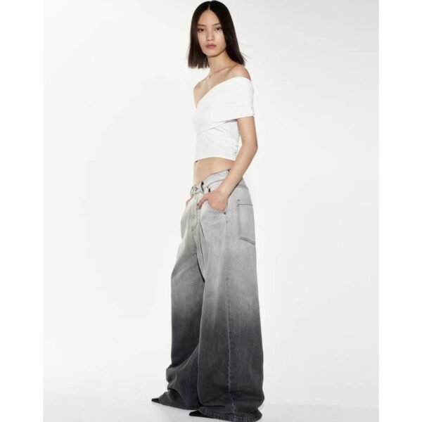 HM Black Two-Tone Wide-Leg Jeans