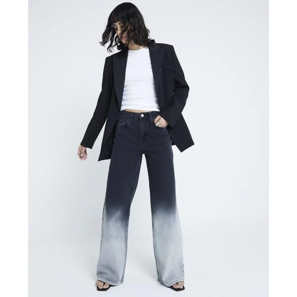 HM Black Two-Tone Wide-Leg Jeans (Stitched Hem)