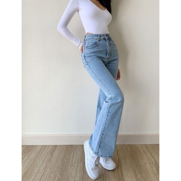 HM Light Blue High-Waisted Flare Jeans