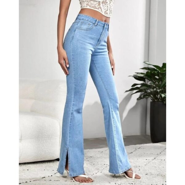 HM Light Blue Split Hem High-Waisted Flare Jeans