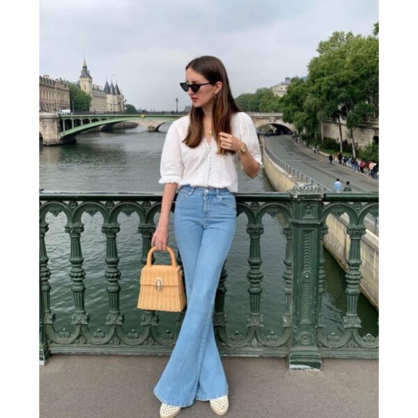 HM Light Blue High-Waisted Flare Jeans