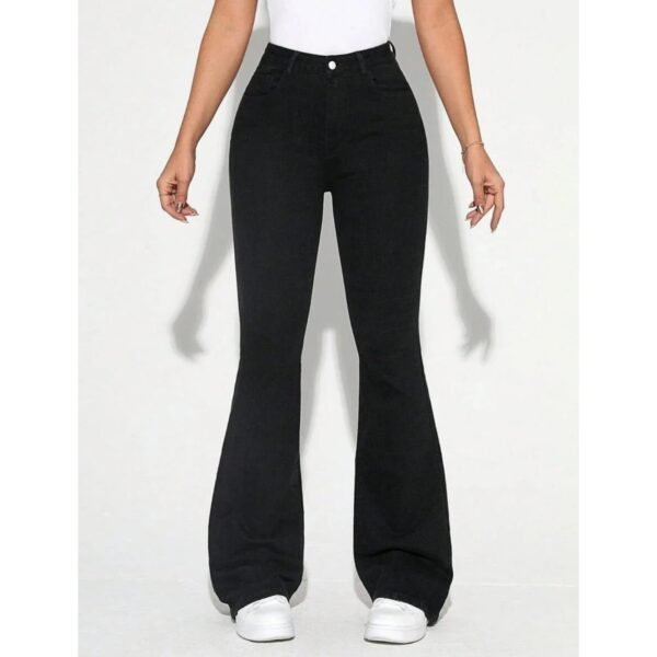 HM Pure Black High-Waisted Flare Jeans - Image 4