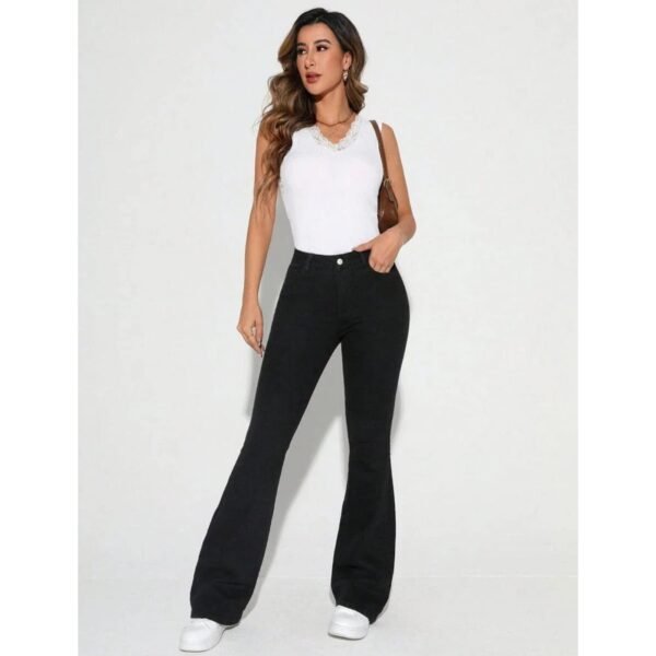 HM Pure Black High-Waisted Flare Jeans