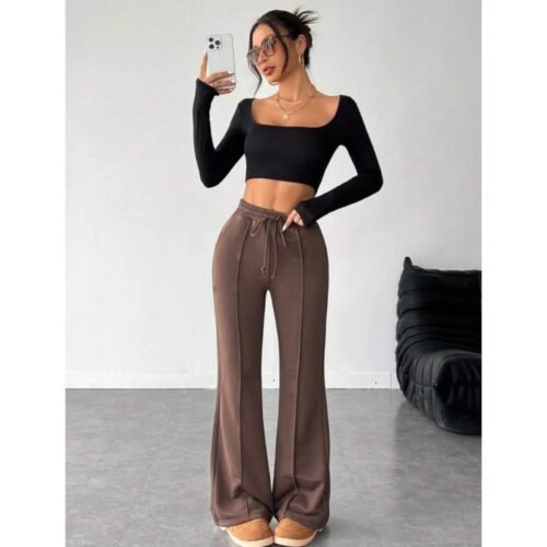 HM Brown Front-Seam Flare Trouser