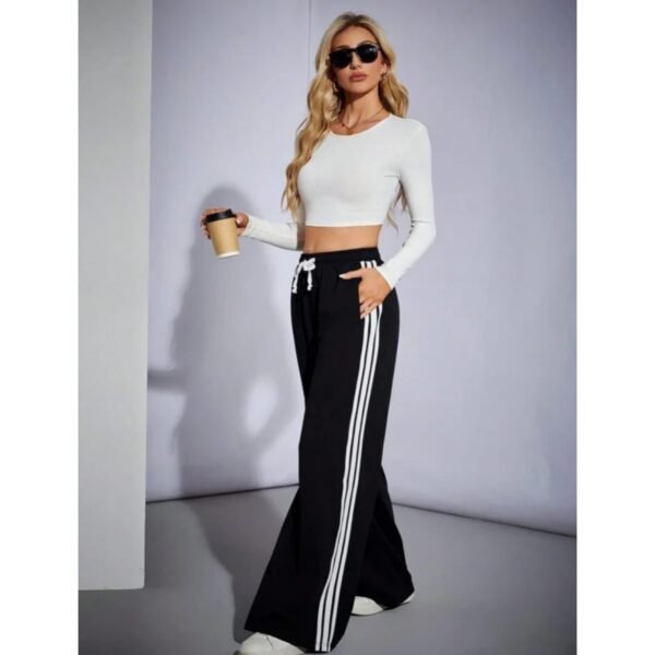 HM Pure Black Side Stripe Wide-Leg Trouser