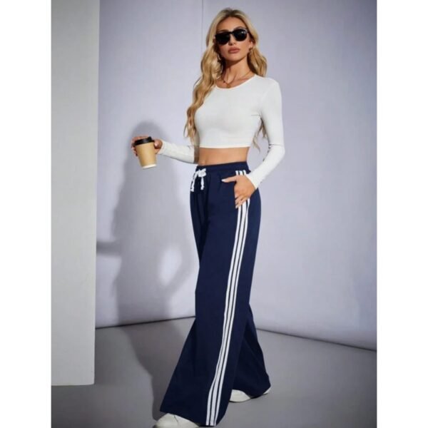 HM Navy Blue Side Stripe Wide-Leg Trouser