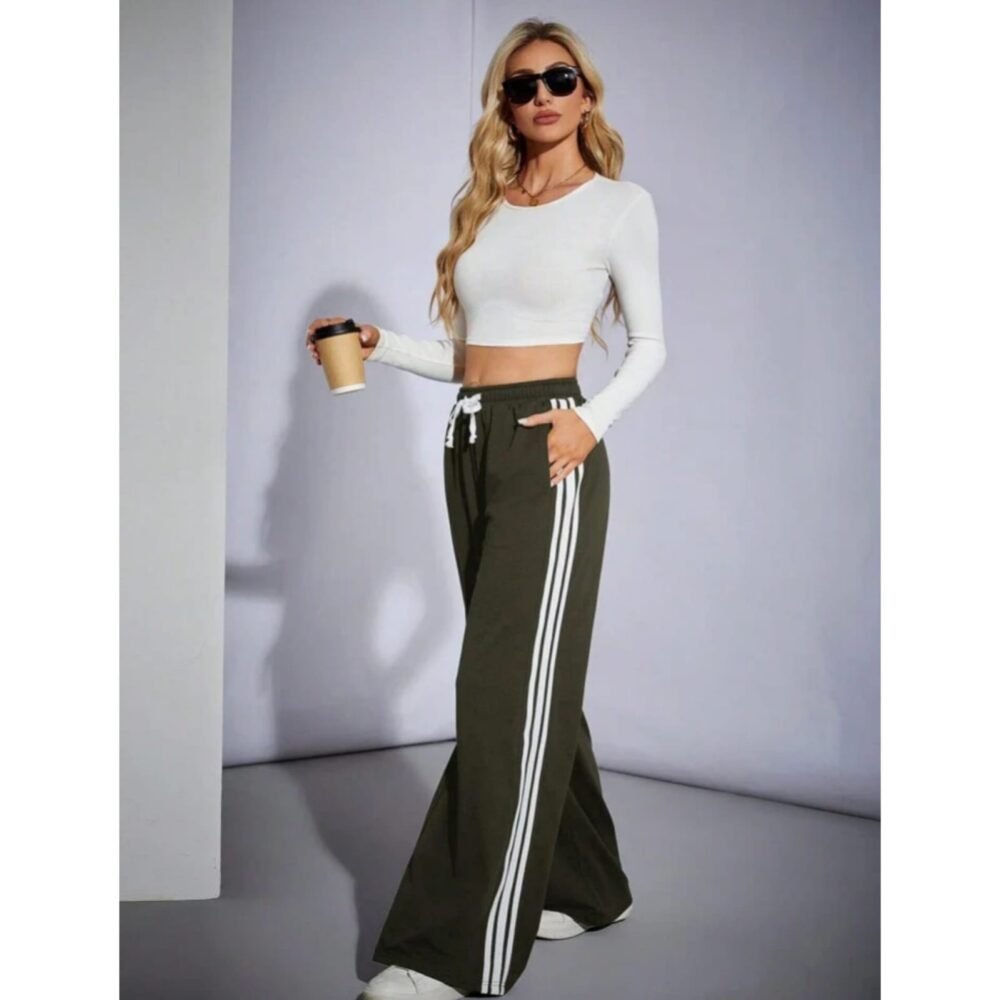 HM Camo Green Side Stripe Wide-Leg Trouser