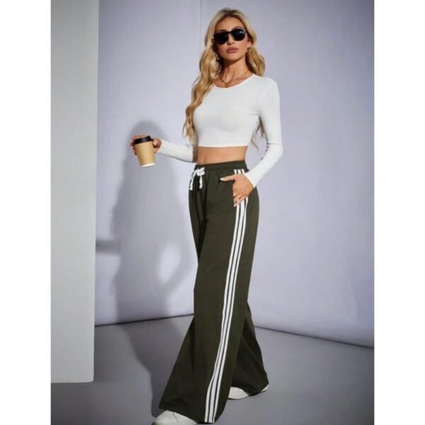 HM Camo Green Side Stripe Wide-Leg Trouser