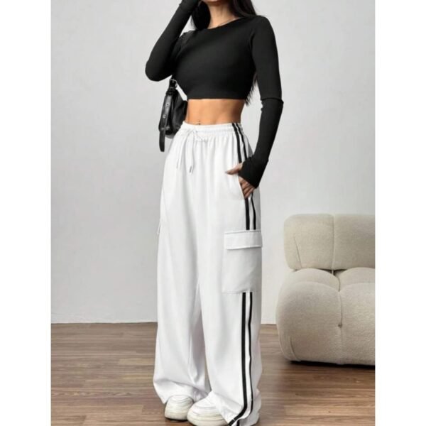 HM White Side Stripe Cargo Wide-Leg Trouser