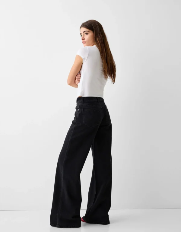 HM Faded Black High-Waist Wide-Leg Jeans - Image 2