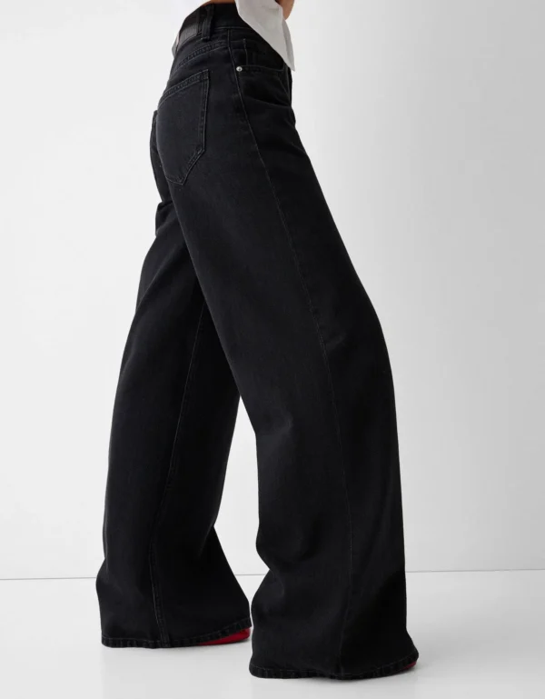 HM Faded Black High-Waist Wide-Leg Jeans - Image 3