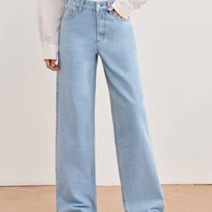 HM Light Blue Wide-Leg Jeans.