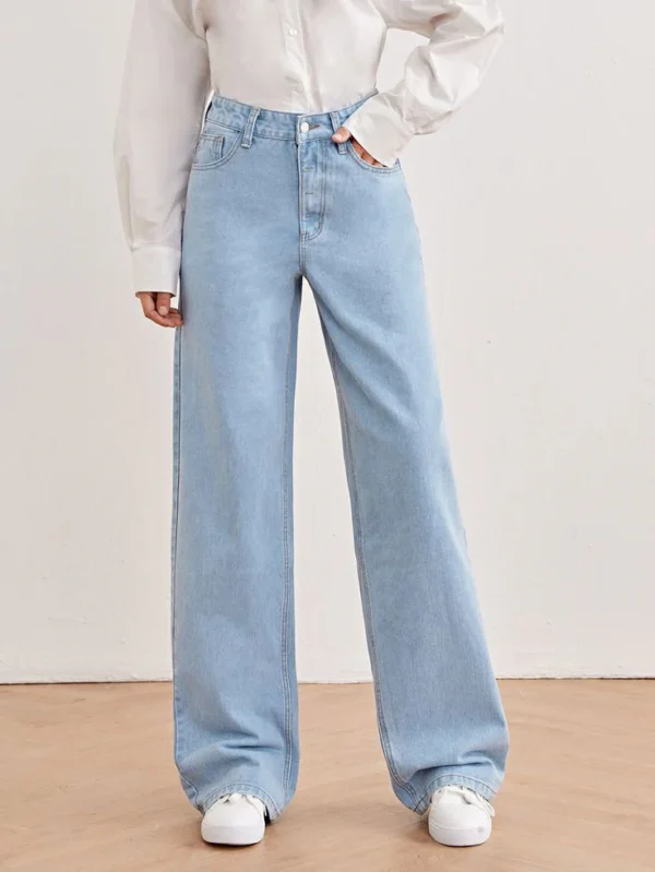 HM Light Blue Wide-Leg Jeans.