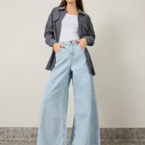 HM Light Blue Wide-Leg Jeans