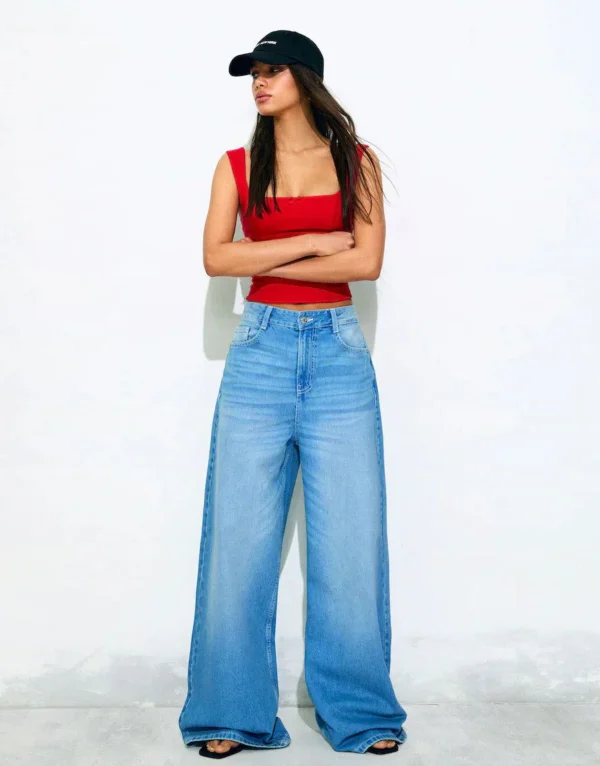 HM MID-Blue Wide Leg Jeans