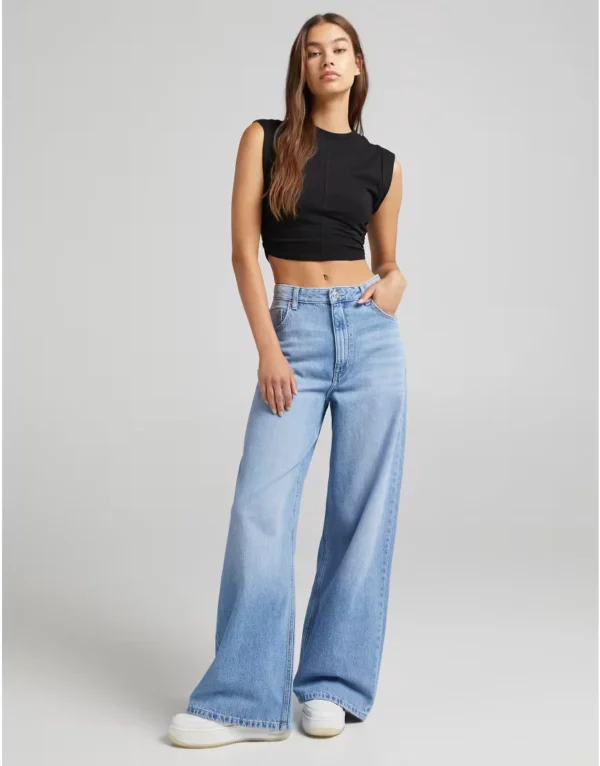 HM MID-Blue Wide Leg Jeans