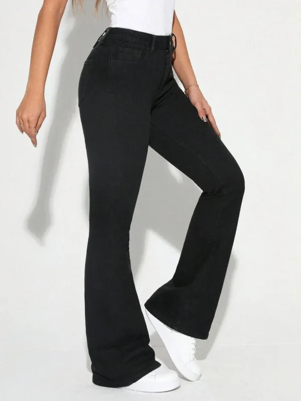 HM Pure Black High-Waisted Flare Jeans - Image 7