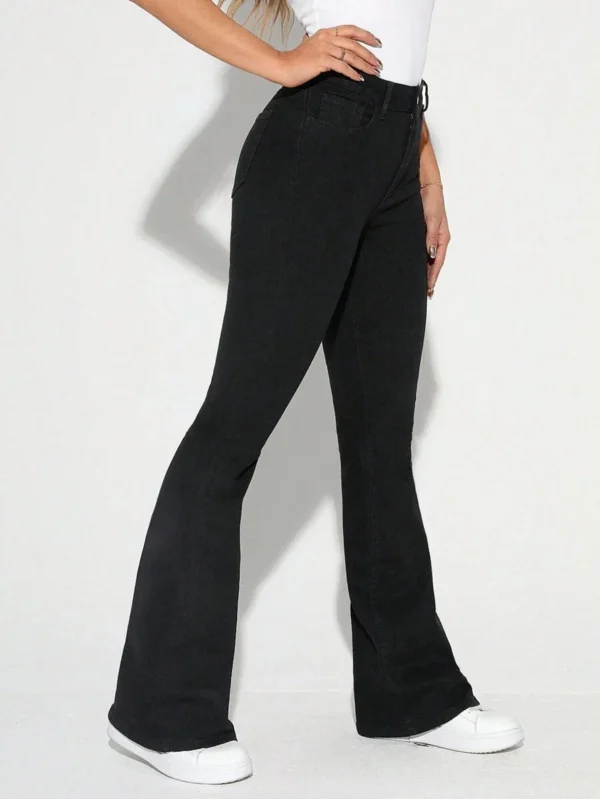 HM Pure Black High-Waisted Flare Jeans - Image 6