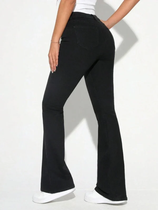 HM Pure Black High-Waisted Flare Jeans - Image 5