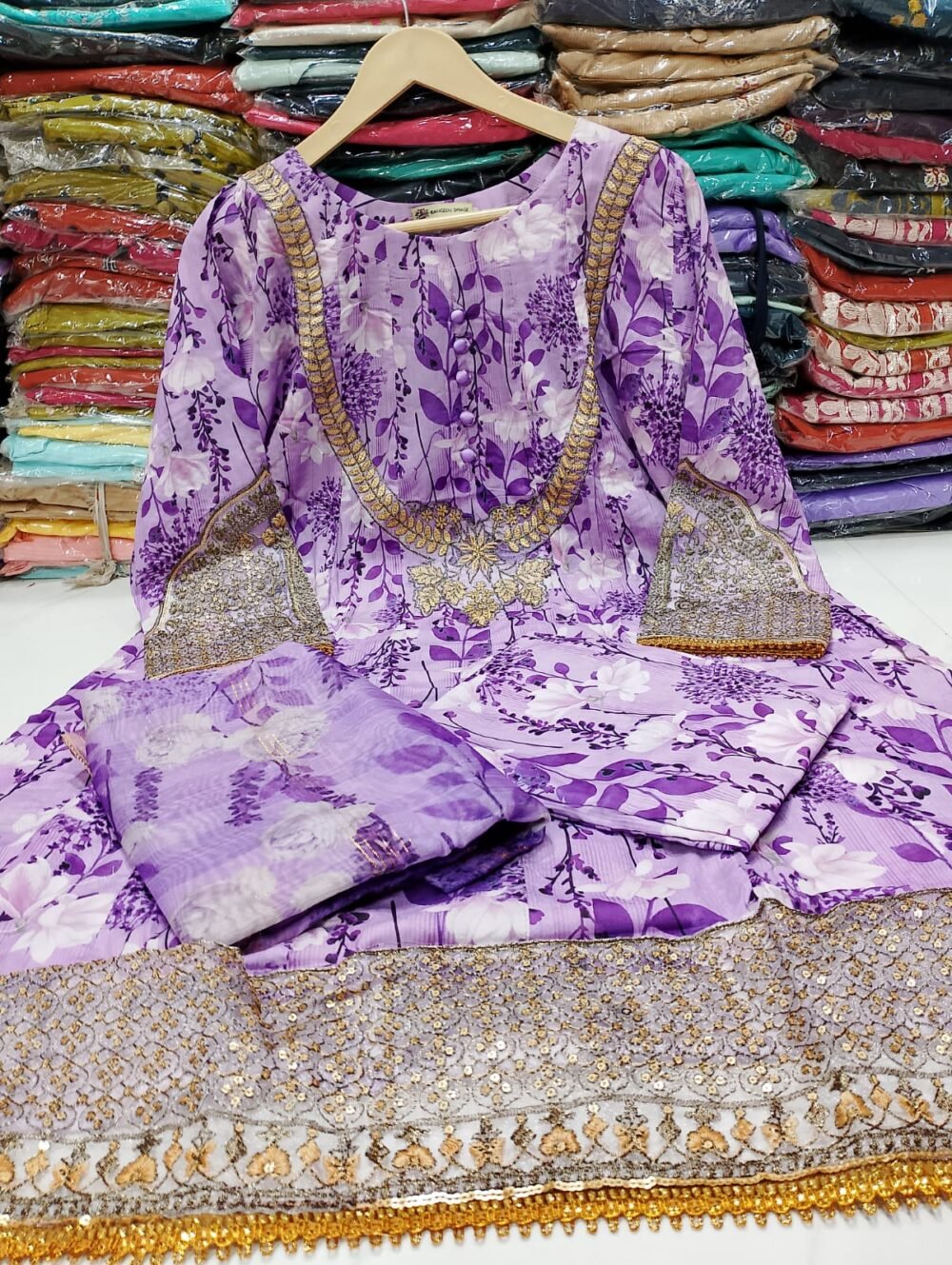 Embroidery Lawn 3PC Frock Style Suit - Image 3