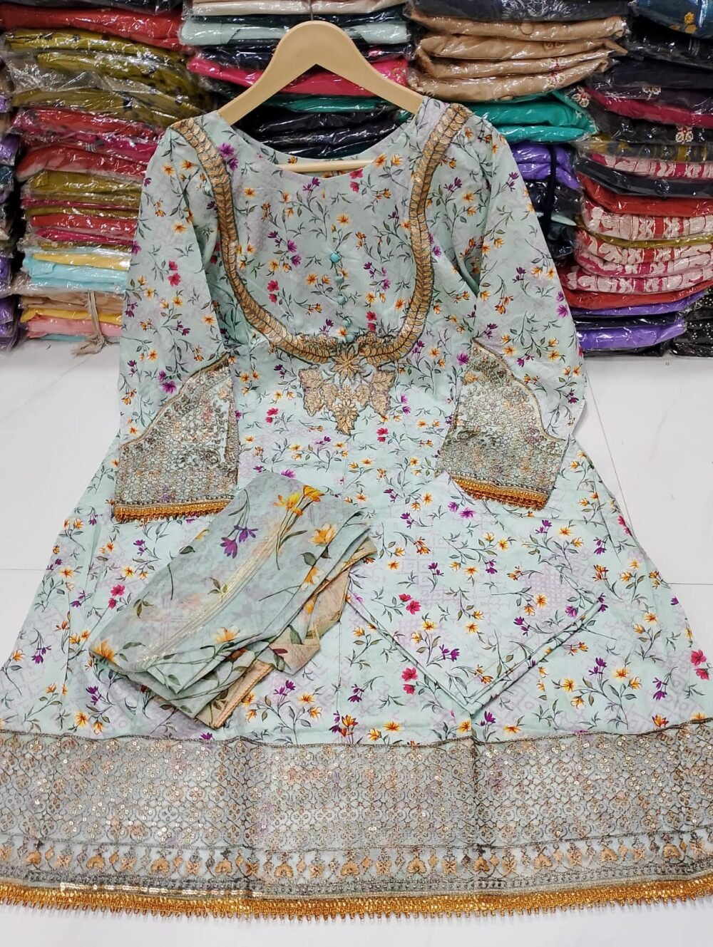 Embroidery Lawn 3PC Frock Style Suit - Image 4